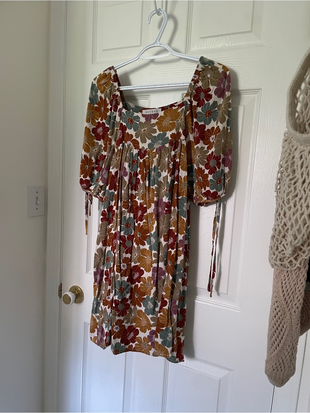 Hayden Floral Mini Dress in Mustard, Rust & Teal